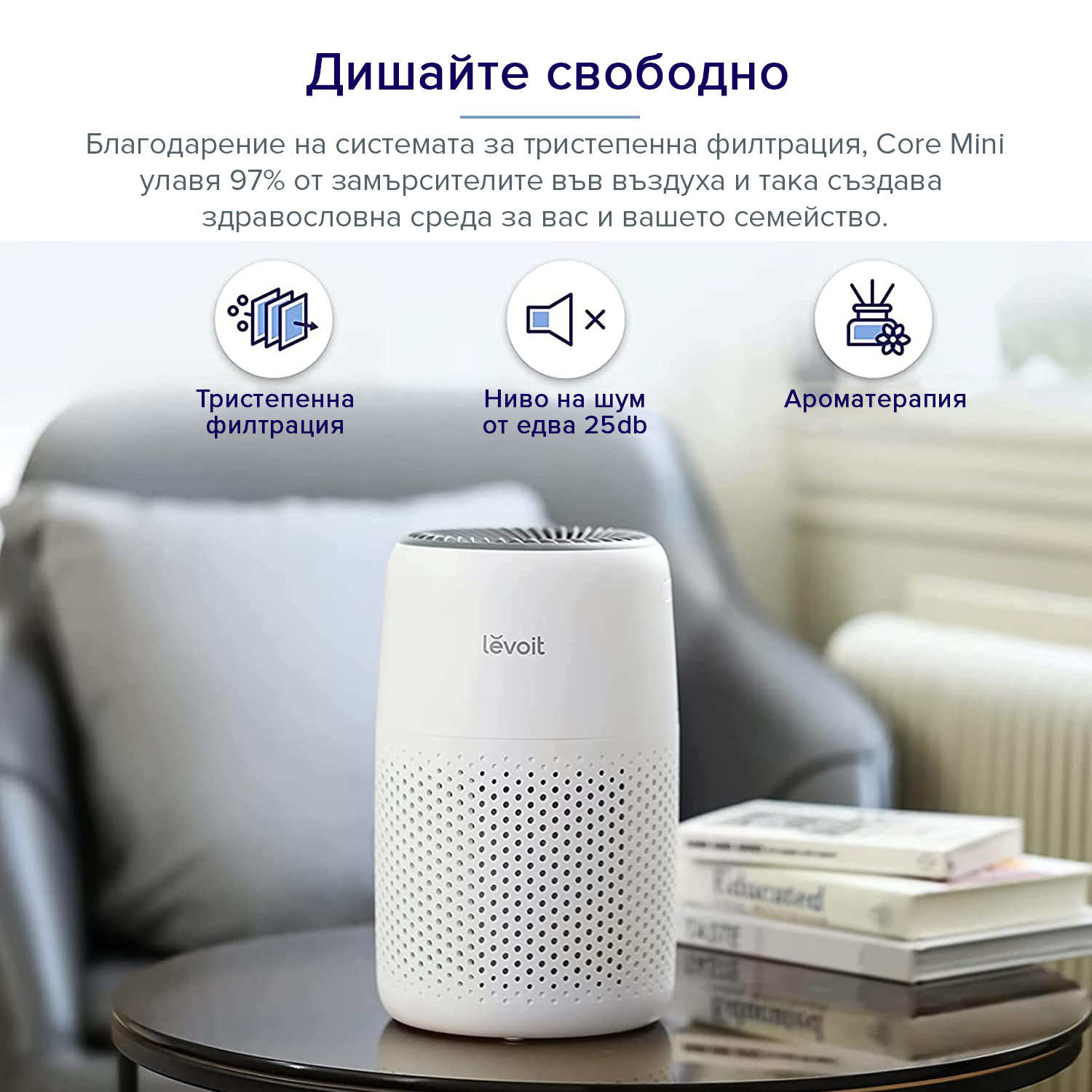 Пречиствател за въздух Levoit Core Mini, 17㎡ - Levoit Bulgaria